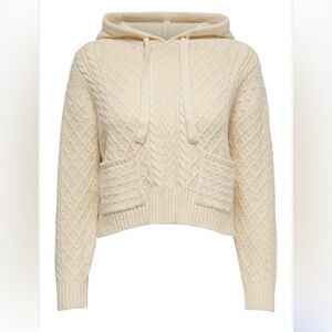 zara Cream Knit Cropped Hoodie sweater small